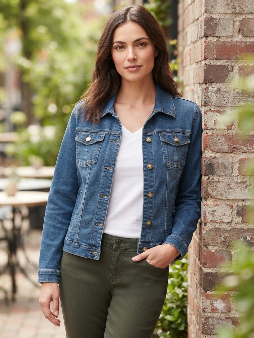 Christopher & Banks Blue Denim Jean Jacket Petite XL Cotton Blend